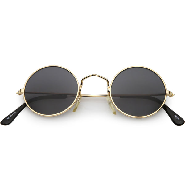 Small Round Dapper True Vintage Metal Sunglasses - zeroUV