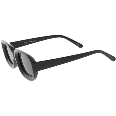 Artistic Retro Modern Deep Rectangle Block Flat Lens Sunglasses C673