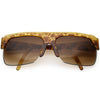Oversize Flat Top Semi Rimless  True Vintage Rectangle Sunglasses C677