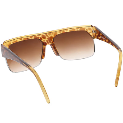 Oversize Flat Top Semi Rimless  True Vintage Rectangle Sunglasses C677