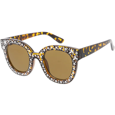Oversize Novelty Star Embellished Horned Rim Sunglasses C683