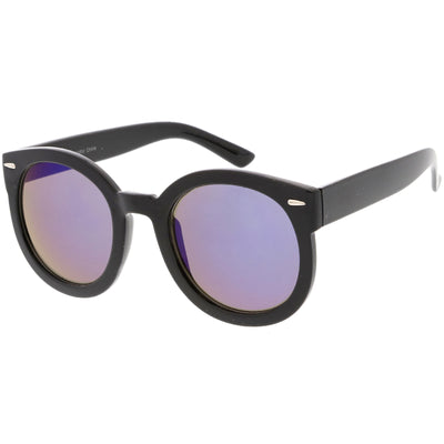 Round Retro Oversized Sunglasses for Women with Colored Mirror and Neutral Lens C687