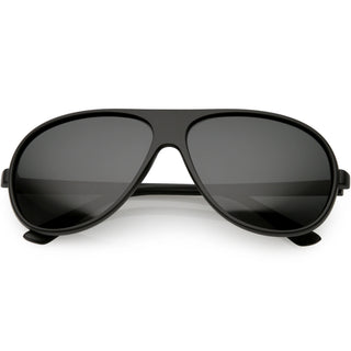 Gafas de sol de aviador con parte superior plana y gran tamaño con lentes polarizadas C702 - Negro Mate / Humo / Polarizado