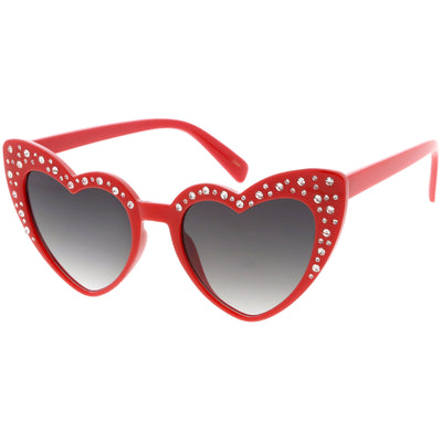 koste Fritagelse Flock Women's Oversize Rhinestone Heart Shape Sunglasses - zeroUV