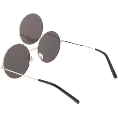 Novelty Oversize Round Triple Circle Color Tone Sunglasses C715