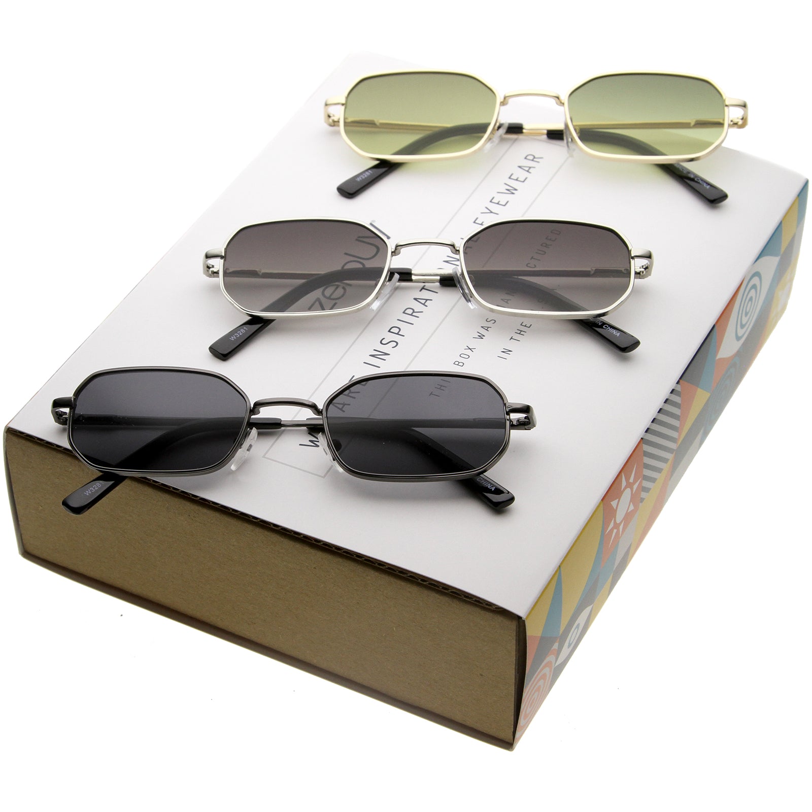 Sunglasses: Rectangle Sunglasses, acetate & metal — Fashion