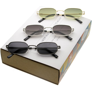 Gafas de sol retro unisex de metal rectangulares pequeños C720 [Caja promocional] - Caja promocional mixta