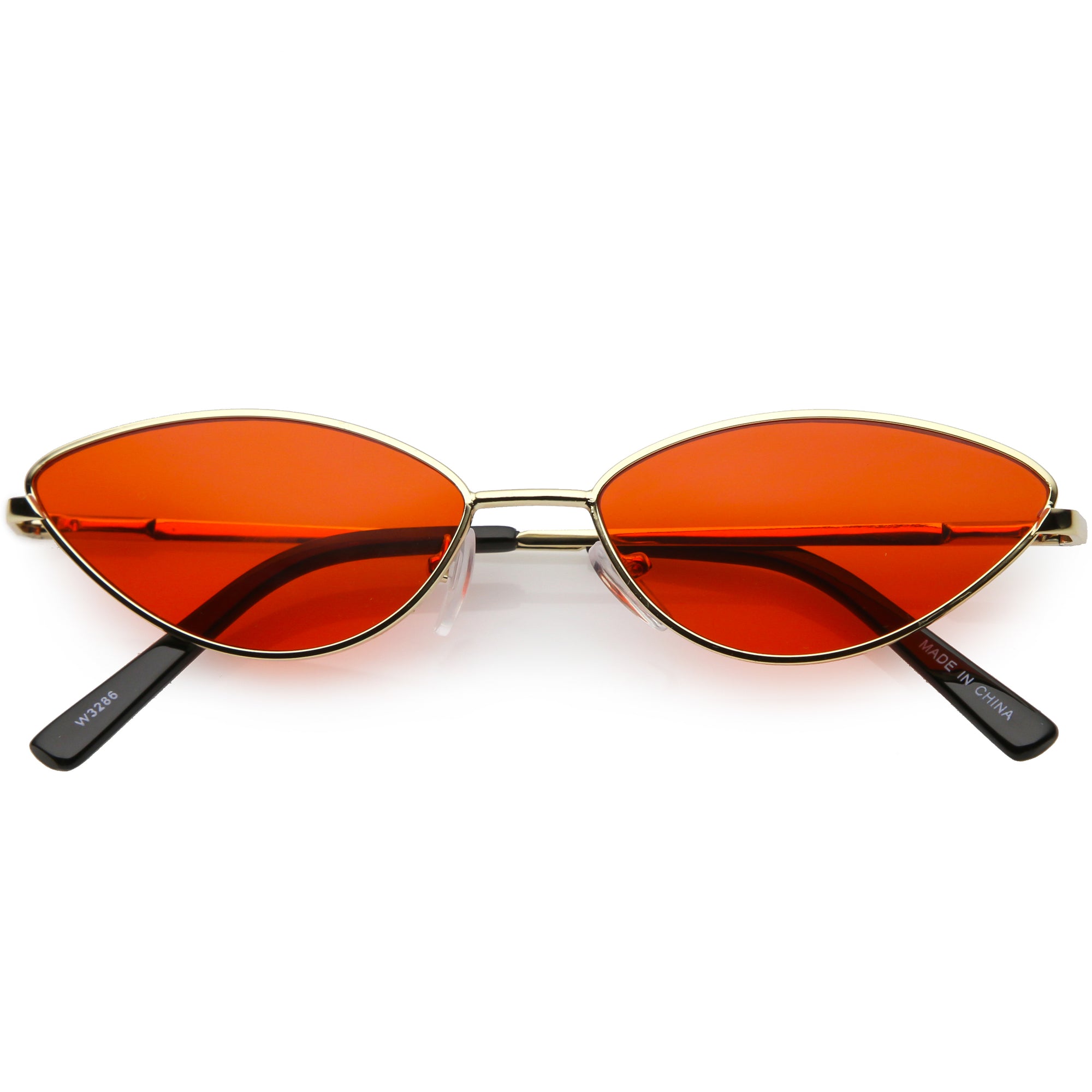 Orange Square Sunglasses Thin 90's Vibe Gold Black Metal Glasses