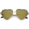 Women's Oversize Metal Heart Shaped Mirrored Lens Sunglasses C729