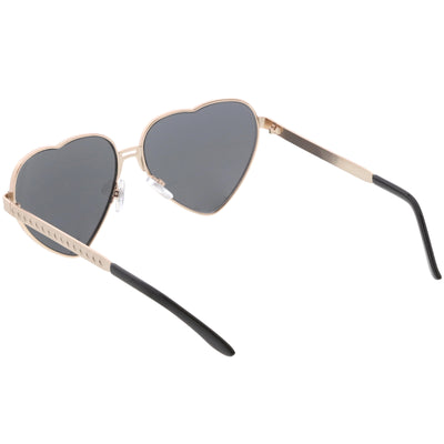 Women's Oversize Metal Heart Shaped Mirrored Lens Sunglasses C729