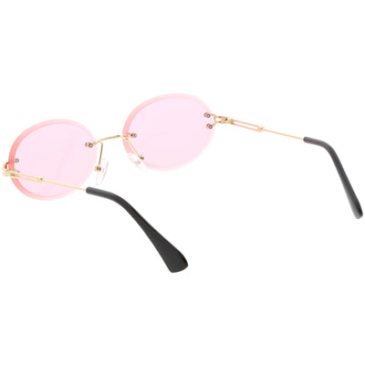 Retro Small Round Oval Color Tone Rimless Sunglasses C757