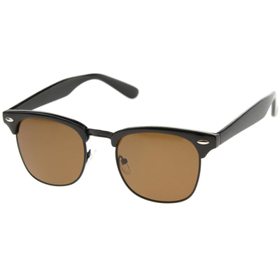 Classic Square Neutral Colored Lenses Horn Rimmed Sunglasses C771