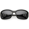 Oversize Metal Chain Accent Polarized Lens Rectangle Sunglasses C784
