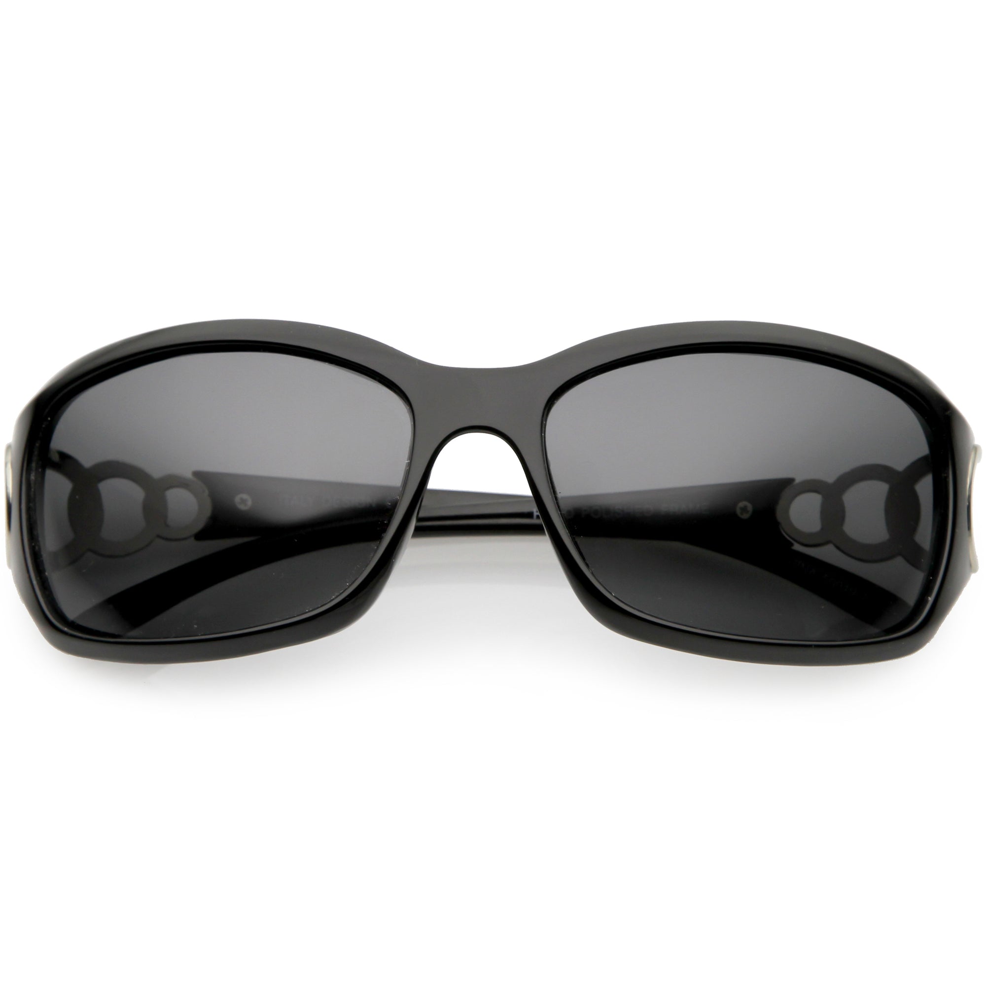 Designer Inspired Metal Chain Arm Block Sunglasses - zeroUV
