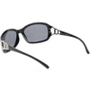 Oversize Metal Chain Accent Polarized Lens Rectangle Sunglasses C784