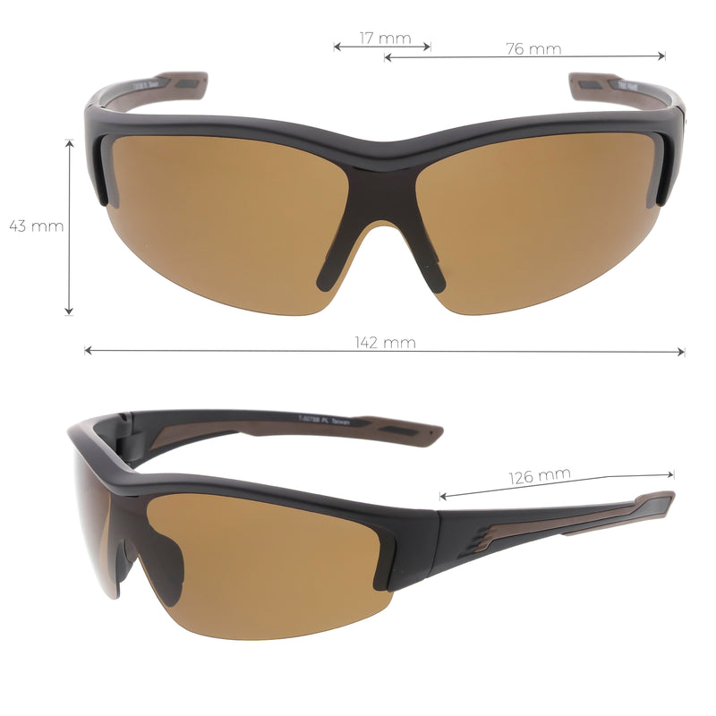 Performance TR-90 Semi Rimless Sports Wrap Polarized Sunglasses C801
