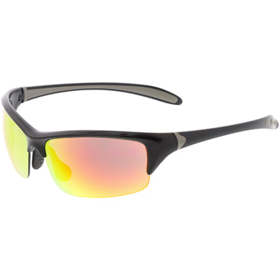 Semi Rimless Performance Sports TR-90 Mirrored Lens Sunglasses C808