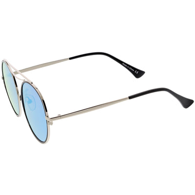 Retro Polarized Round Metal Aviator Mirrored Lens Sunglasses C821
