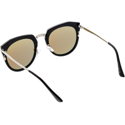 Women's Polarized Round Cat Eye Mirrored Lens Sunglasses C823