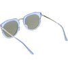 Women's Polarized Round Cat Eye Mirrored Lens Sunglasses C823
