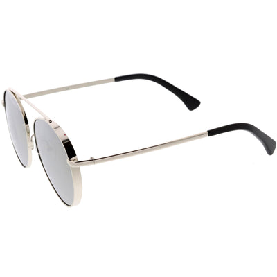 Oversize Retro Modern Round Top Bar Flat Lens Aviator Sunglasses C826