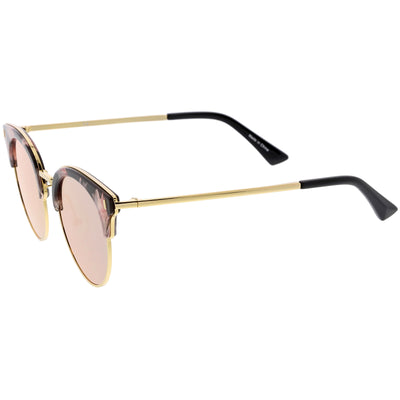 Women's Polarized Round Horned Rim Half Frame Sunglasses C828
