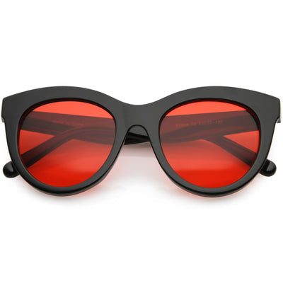 Women's Oversize Horned Rim Cat Eye Color Tone Sunglasses C837