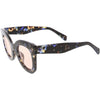 Women's Oversize Chunky Marble Print Horned Rim Sunglasses C838