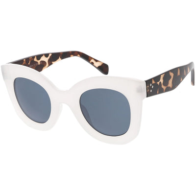 Women's Oversize Chunky Marble Print Horned Rim Sunglasses C838