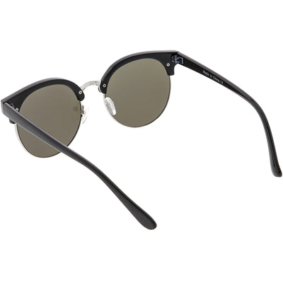 Women's Round Horned Rim Flat Mirrored Len Sunglasses C839
