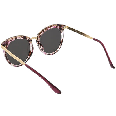 Women's Oversize Round Cat Eye Mirrored Flat Lens Sunglasses C842