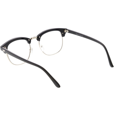 Classic Dapper Half Frame Horned Rim Clear Lens Glasses C846