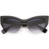 Oversize Semi Rimless Neutral Colored Lens Cat Eye Sunglasses C853