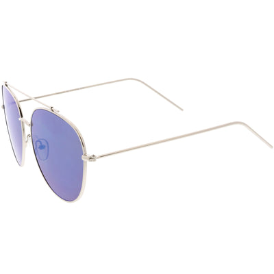 Oversize Retro Modern Mirrored Flat Lens Aviator Sunglasses C856