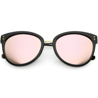 Chic Horn Rimmed Cat Eye Sunglasses Round Colored Mirror Lens C857