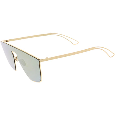 Disco Retro Modern Mirrored Flat Lens Metal Sunglasses C870