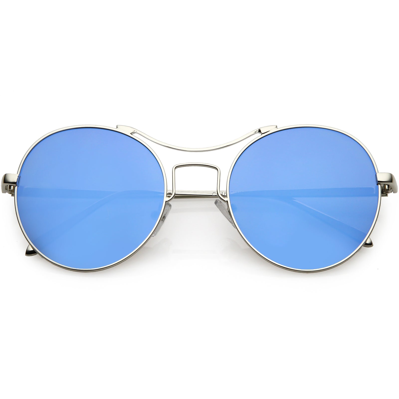 Chic Modern Slim Metal Flat Lens Round Sunglasses C873