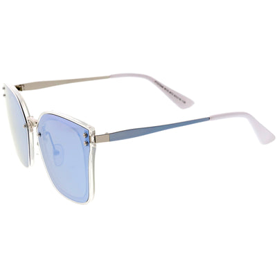 Women's Oversize Square Mirrored Polarized Flat Lens Sunglasses C883