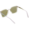 Women's Oversize Square Mirrored Polarized Flat Lens Sunglasses C883