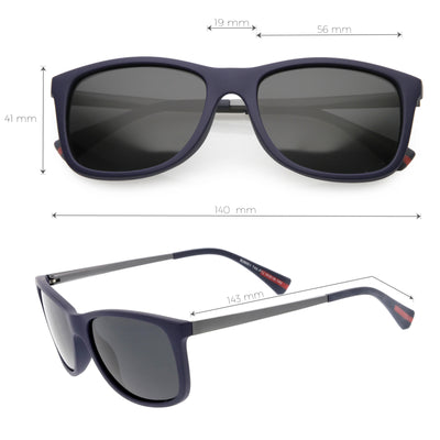 Classic Horn Rimmed Metal Arms Polarized Lens Square Sunglasses C891