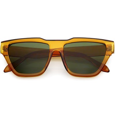 Retro Modern Horned Rim Flat Top Square Aviator Sunglasses C920