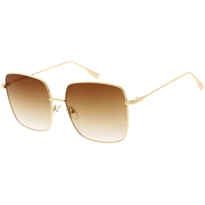 Oversize Women's Square Flat Lens Thin Metal Sunglasses C922