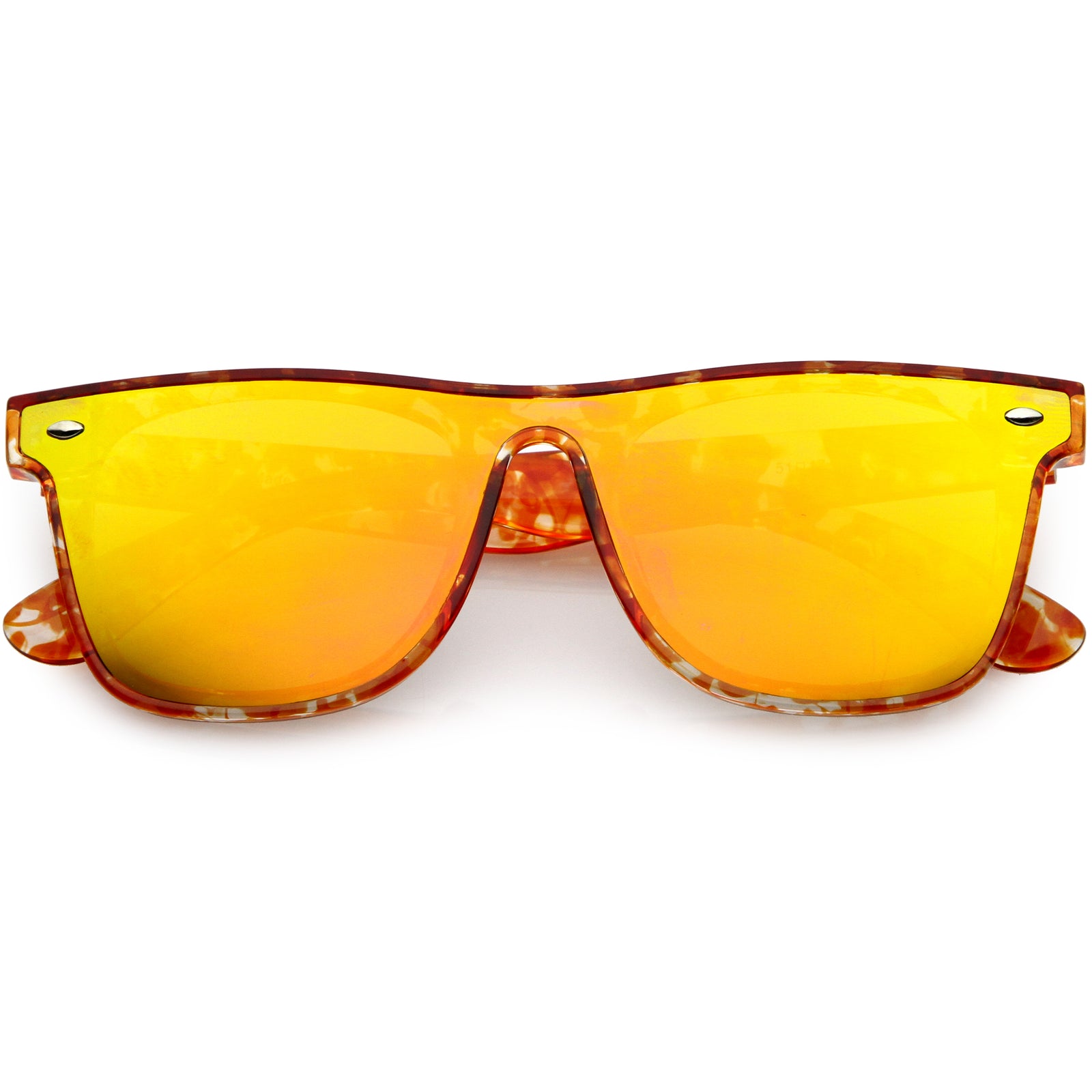 Oversize Modern Horned Rim Color Tone Shield Sunglasses C934