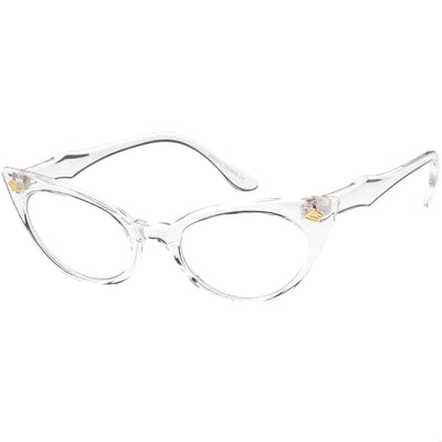 Women's Small Retro 1950's Secretary Clear Lens Cat Eye Glasses C939