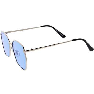 Oversize Retro Geometric Color Tone Flat Lens Metal Sunglasses C947