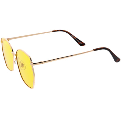 Oversize Retro Geometric Color Tone Flat Lens Metal Sunglasses C947