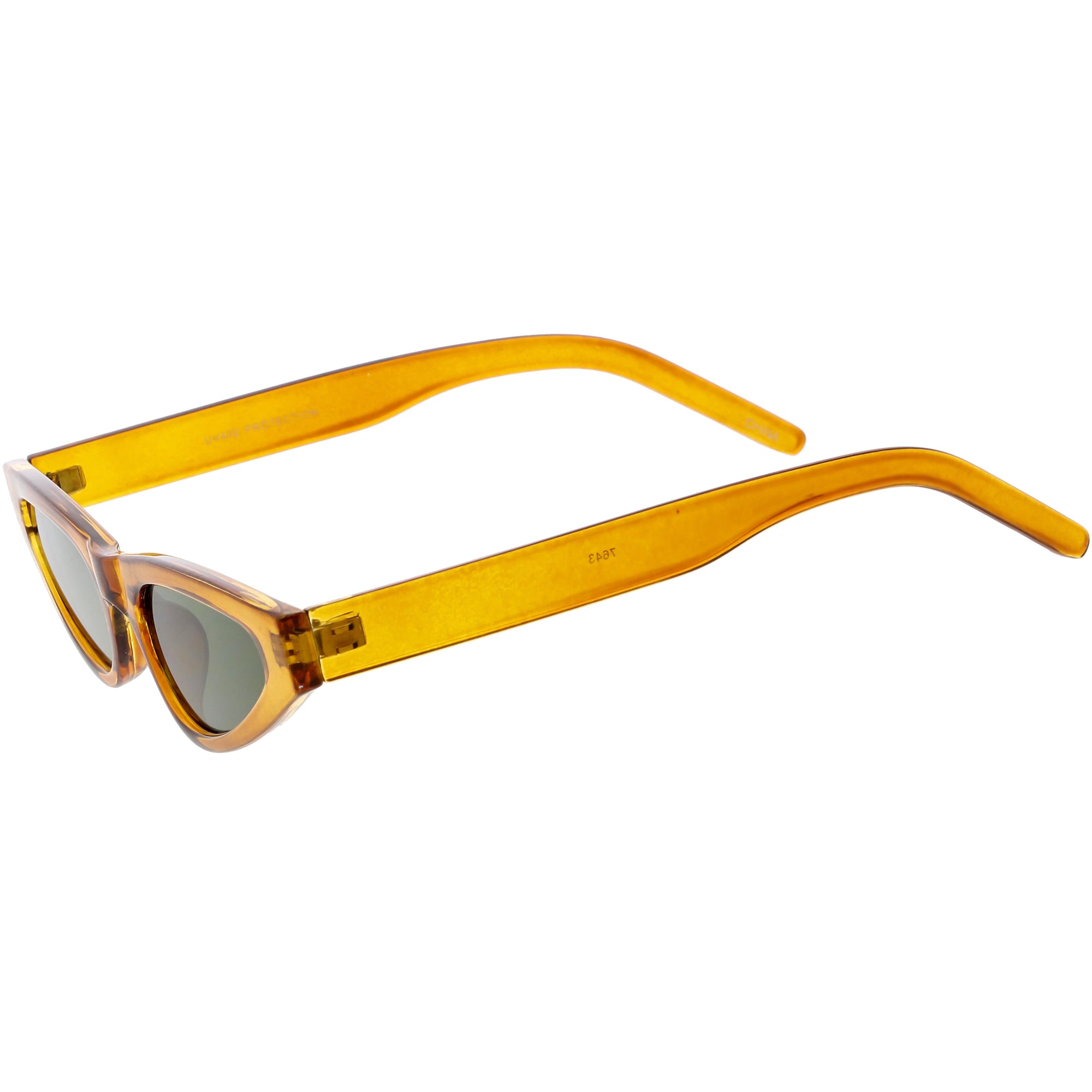 Women's Small Retro Angled Thick Frame Cat Eye Sunglasses - zeroUV