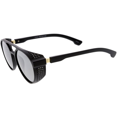 Retro Steampunk Side Vented Mirrored Lens Goggle Sunglasses C955