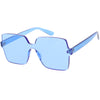Large Retro Modern Square Mono Block Color Tone Sunglasses C961