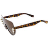 Oversize Rock Star Flat Top Shield Pearl Semi Rimless Sunglasses C966